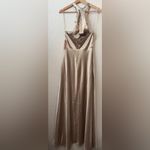 Birdy Grey  Monica Halter Satin Dress Neutral Champagne Photo 3