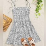 SheIn Knot Strap Shirred Back Dalmatian Print Slip Dress Size XS Photo 0