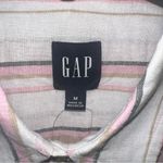 Gap Linen Shirt Women Med Pink Gray Stripe Button LSleeve Linen Blend NWT Photo 5