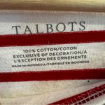 Talbots Red White Striped Holly Berry Embellished Holiday Top 100% Cotton Large Photo 1
