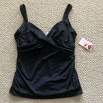Lands' End NEW Lands’ End Black Women’s Swimsuit Top Tankini Front Twist Padded Size 10 NWT Photo 0