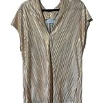 Adrienne  womens size small v-neck tunic sparkling standards golden rose pleated Photo 10