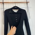 Almost Famous Women’s Black Open Back Long Sleeve Midi Polo Dress Size L Photo 2