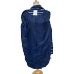 Esprit  Coat Sz L Navy Cream Striped Two Button Long Preppy Old Money Careerwear Photo 9