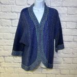 Cardigan Womens Med. Chicos 1 Wool Mohair Blend Geo Print Knit Blue Gray Photo 1