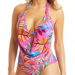 Bar III Macy’s Paradise In The Palms Cowl Neck One-Piece Swimsuit Pink Medium Photo 0