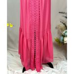 Ramy Brook  Priscilla Sleeveless Tassels Halter Open Slit Dress Pink L Photo 5