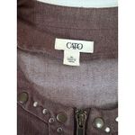 Cato Women’s Brown Studded Zip Front Jacket Blazer XL Cotton Blend Photo 2