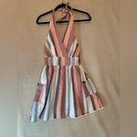 American Eagle MultiColored Stripe Serape Halter Mini Sundress Linen Size Small Photo 2