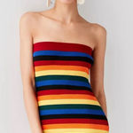 Urban Outfitters  Medium Strapless Rainbow Stripped Tube Mini Dress Photo 0