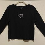 Charter Club  Black Heart Embellished Long Sleeve Top | Shirt Photo 0