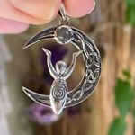 Celtic Moon Goddess Labradorite Sterling Silver Pendant Silver Photo 0