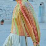 Hunter Bell NWT  Savannah Pleated Mock Neck Long Blouson Sleeves Top Pastel Photo 2