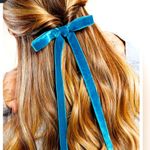 Free People Elegant Teal Velvet Hair Ribbon Photo 0