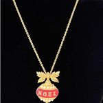 Vintage AVON 30” NOEL NECKLACE Red Enameled Gold + Faux Pearl Ornament Pendant Photo 6