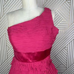 Pronovias Strawberry Pink One Shoulder Ruffle Cocktail Dress Size US 2 Photo 1