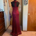 NWOT long red sequined mermaid prom dress with long slit size 2 Photo 2