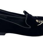 Jon Josef Black Velvet Gatsby Embroidered Skull Flat Loafers Shoes Size 7.5 Photo 3