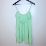 Free People  Flutter Away Green Stripe Ruffle‎ Dress Size S Photo 3