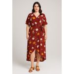 Luxology Red Floral Wrap Maxi Dress Women's size 12 Photo 1