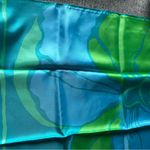 Totes Rain Scarf Water Repellent Vintage 1973 Floral Design Aqua And Green Blue Photo 3