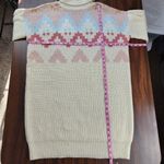 SO  Turtleneck Knit Dress Sweater Ivory Pink Oversized Size M Photo 10