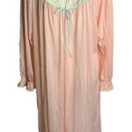 Vintage 60's Ashley Ames Nylon Robe L Pink Embroidered Tie Front Peignoir Size L Photo 0