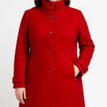 Larry Levine NWT women's wool blend red funnel neck coat, size M Photo 0