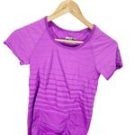 Athleta Athlete Purple Striped Fastest Track Fitted Short Sleeved T-shirt Sz S Photo 2