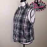 Reversible white & black plaid zip up puffer vest Photo 5
