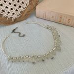 Pearl & Crystal Drop Necklace Vintage “Hedy” Simple Classic Elegant Feminine White Photo 5
