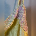 Victoria's Secret  Yellow Pink Satin Lace Lingerie Slip Chemise Dress Nightgown M Photo 6