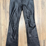 Theory 100% Leather Flare Pants Black Women's Size 2 Low Rise Bootcut Photo 0