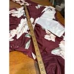 Maroon Floral Dress XL Zattcus 3/4 Sleeve Long V Photo 6