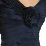 Tadashi Shoji Petite Flower Statement Piece Ruffled Detailing Dress in Navy Blue Photo 2