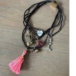 Juicy Couture Black Cord Charm Bracelet OSFM Slip On Heart Rose Love Bow Charms Photo 0