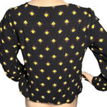 EXPRESS Floral Blouse Long Sleeve V-Neck Top Black Lace Women’s Sz Small Photo 5