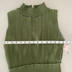 Nanette Lepore  High Neck Mini Pleat Fit and Flare Dress Green Olive Martini Photo 6