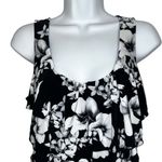 White House | Black Market Black & White Floral Ruffle Tiered Top EUC Size Small Photo 2