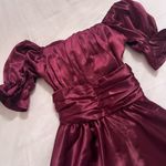 Elegant Burgundy Satin Bow Dress Red Photo 1
