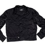 Reformation Black Satin Cropped Button Front Jacket Blazer size Small Photo 0