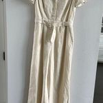 Paige  Aislee Belted Linen Blend Jumpsuit in Parchment New Size 4 Photo 1