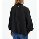 Madewell Turtleneck Long-Sleeve Top Chiffon Black Size Medium Photo 2