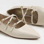 Sam Edelman Size 7 Ivory Leather Cass Strappy Ballet Flats Mary Jane Display Photo 0