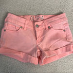 Delia's Delia’s Olivia Denim Rolled Shorts Coral Pink X-Small 0 Photo 5