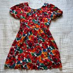 Confetti Puff Sleeve Floral Print Mini Dress Red Size M Photo 3