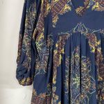 Free People Blue & Green Floral Paisley Balloon Sleeve Tunic Mini Dress XS Photo 3