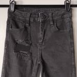 American Eagle Outfitters Mid Rise Skinny Jeans 00S Destroyed Black Photo 2