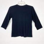 Charter Club (M Petite)  Black Surplice Neck 3/4 Sleeve Top Photo 2