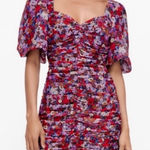 ZARA  Floral print ruched puff sleeves mini dress sweetheart neck ditsy Size XS Photo 0